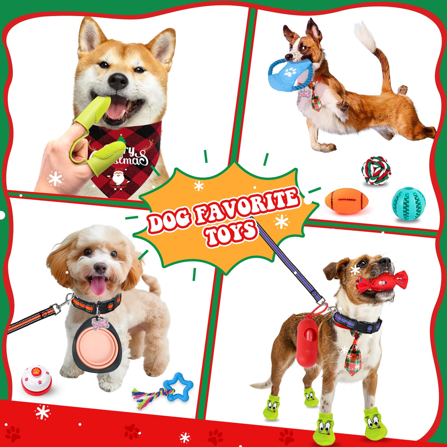 iZoeL Calendario Avvento Cani Calendario Avvento per Cani Regalo Natale 2025 Giochi per Cani, Giocattoli Interazione per Cani Indoor Outdoor - Frisbee Guinzaglio Corda Palla