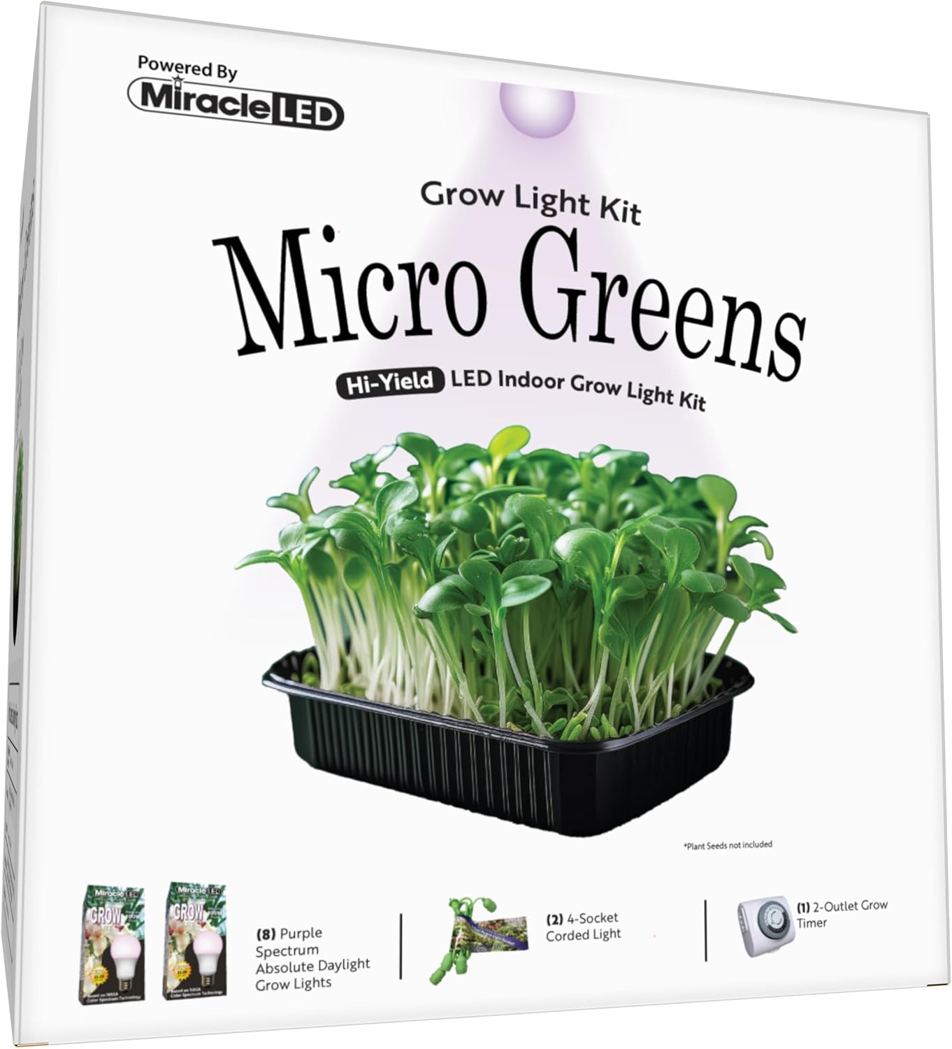 Miracle LED Micro Greens Starter Grow Kit (Absolute Daylight Purple Spectrum Edition 2-Pack)