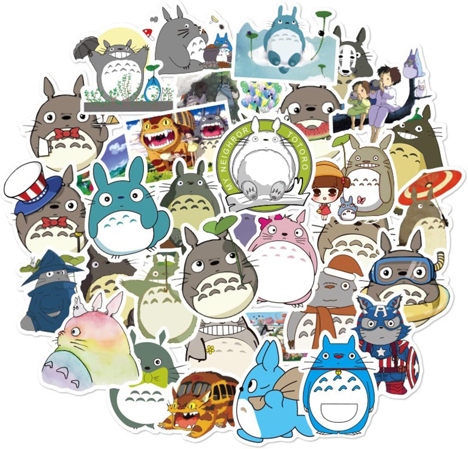 50Pcs Cartoon Totoro Themes Waterproof Stickers for Water Bottle Cup Laptop Bike Skateboard Luggage Box Vinyl Graffiti Patches BRJKT