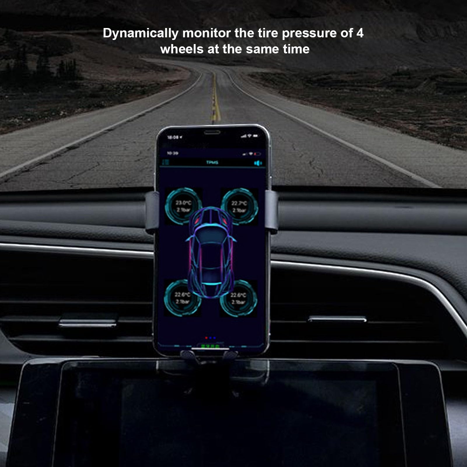 Kit Monitoraggio Pressione Pneumatici Bluetooth 5.0 Sensore Pressione Pneumatici Monitoraggio in Tempo Reale IP67 Impermeabile con Sensori Esterni Viti di Fissaggio Chiave di