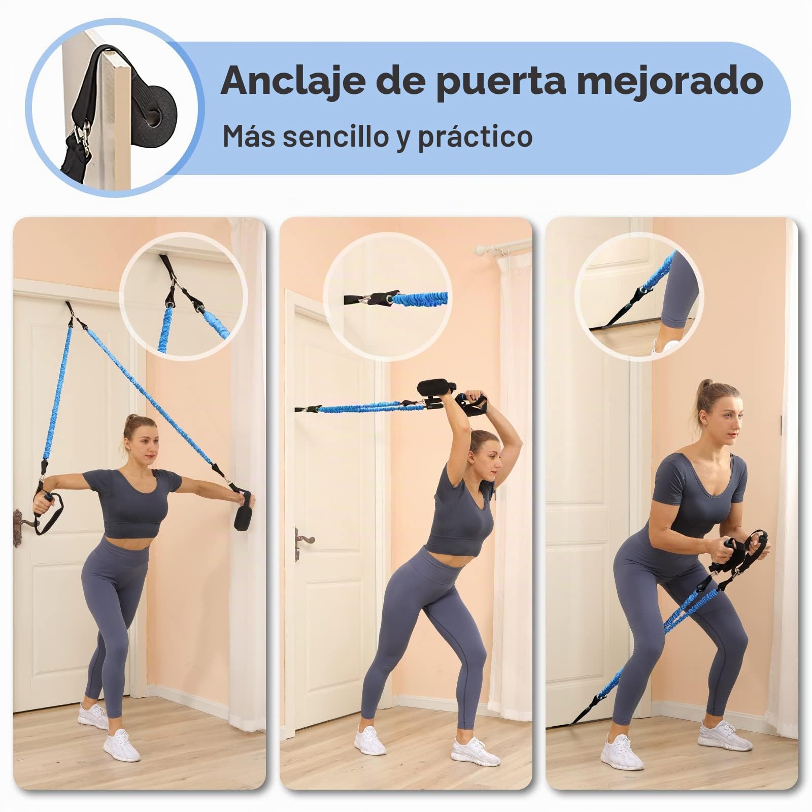 Barra de Pilates, ALongSong Barra Pilates Hecha de Hierro, 6 Gomas Elasticas Musculacion de Tubo de Látex Natural(20-240lbs), Pilates Bar con Dos Longitud para Hmobre, Ideal para Fitness, Musculacion