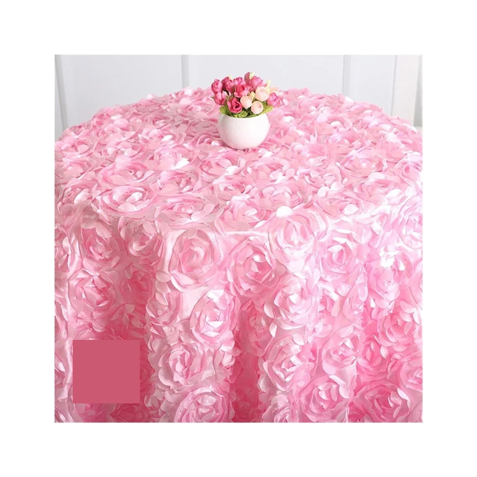 SHENJMAI Round Skirt Tablecloth Three Dimensional Rose Tablecloth, Petal Wedding, Modern Hotel(8)