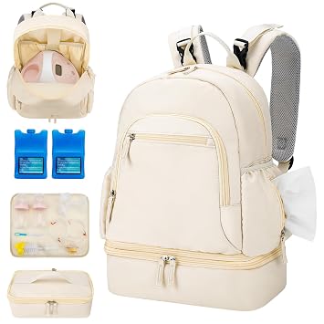GDNasist Breast Pump Backpack Compatible with Spectra S1 and S2 | Removable Cooler Compartment, Pumping Bag for Pump Accessories, Breast Pump Bag for Work, Travel and Family Use
