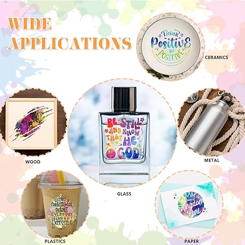 Miniatura 5 de HTVSTD Colorful Splash - Vinilo permanente  16 hojas de 12 x 10 pulgadas de vinilo adhesivo permanente para tazas y decoraciones, vinilo