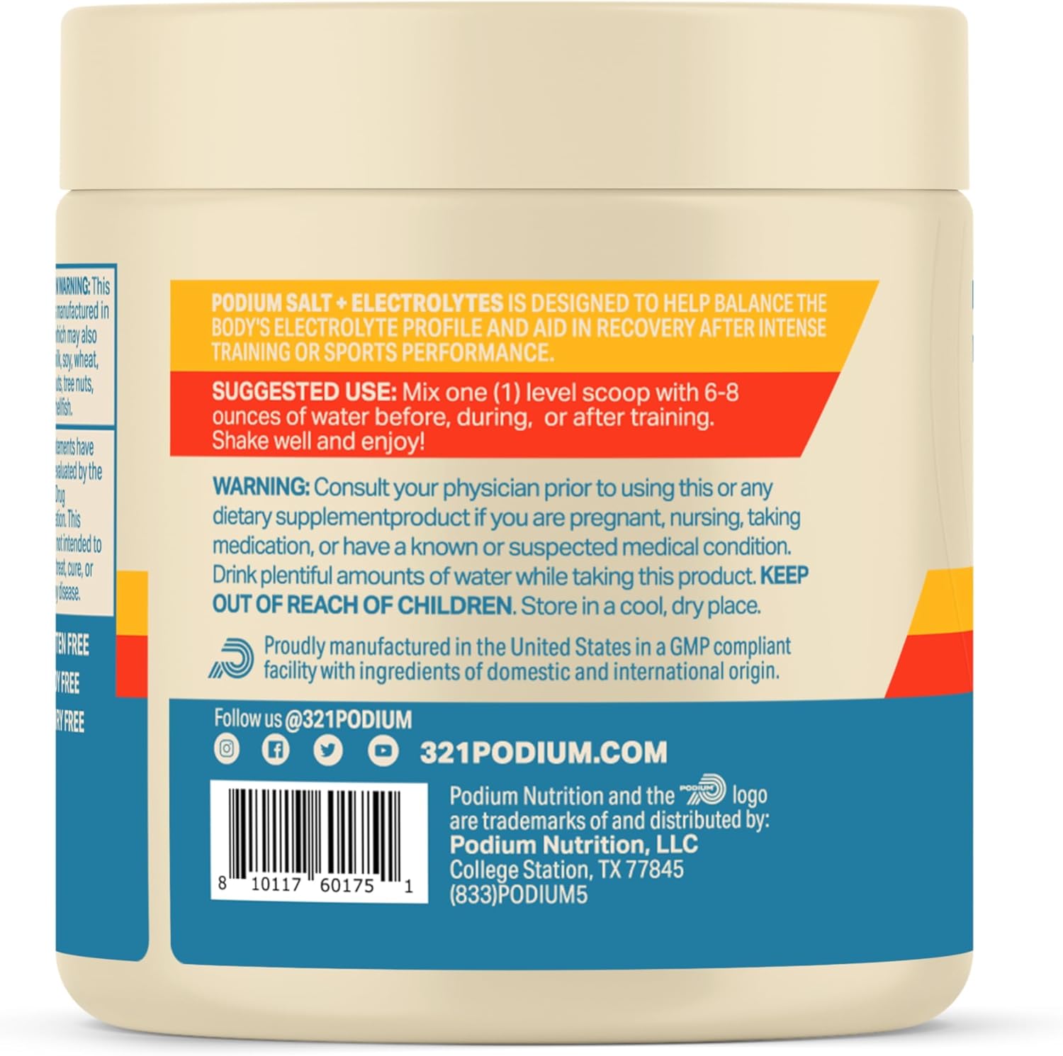 Podium Nutrition Training Salt + Electrolytes Powder, Tropical Lime, Post Workout Hydration & Muscle Recovery Support, Electrolyte Drink, Magnesium, Potassium,Calcium, Sodium Salts, 30 Servings