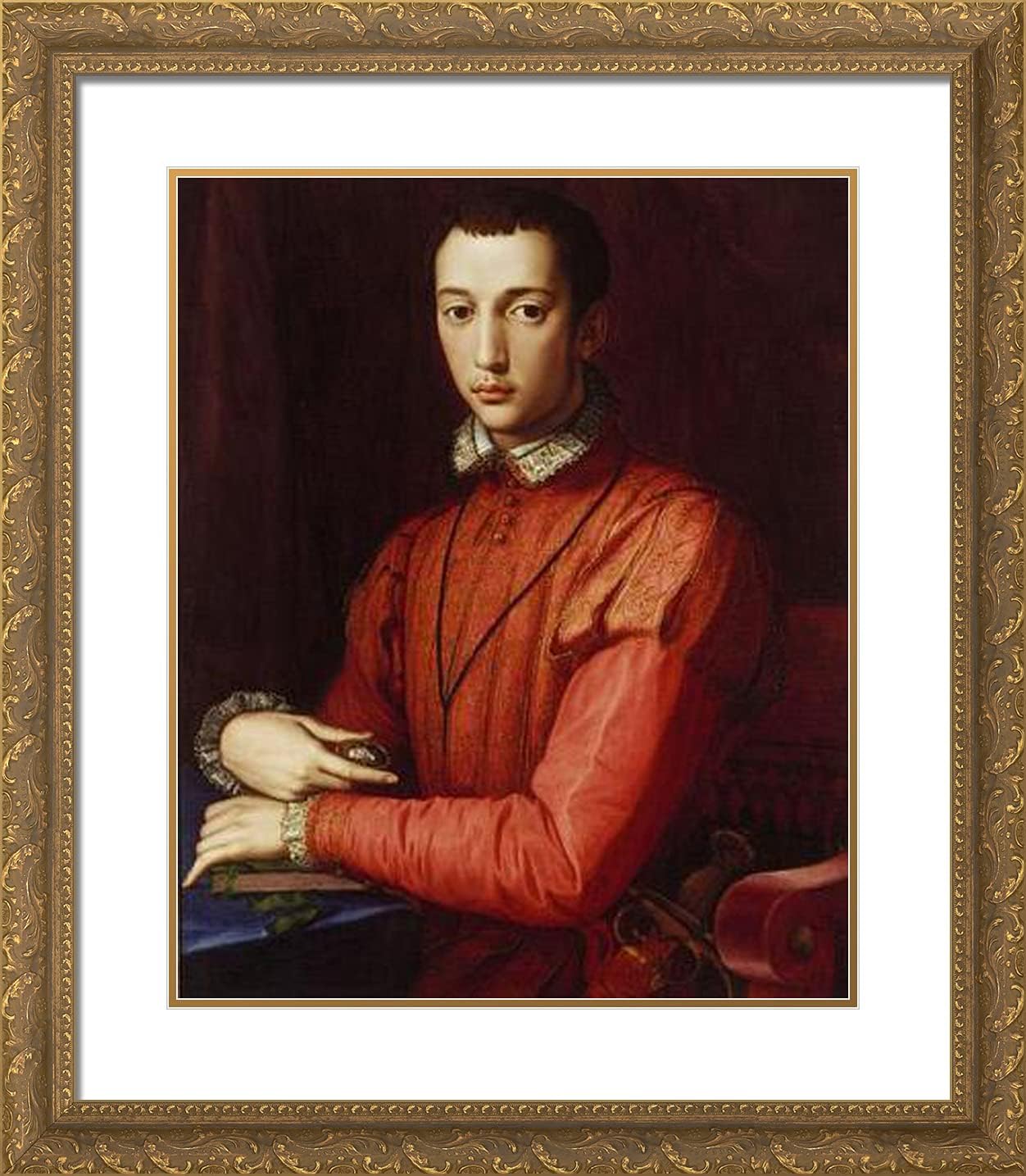 ArtDirect Bronzino, Agnolo 20x23 Gold Ornate Framed Art Print with Double Matting Titled: Francesco I de' Medici, Grand Duke of Tuscany