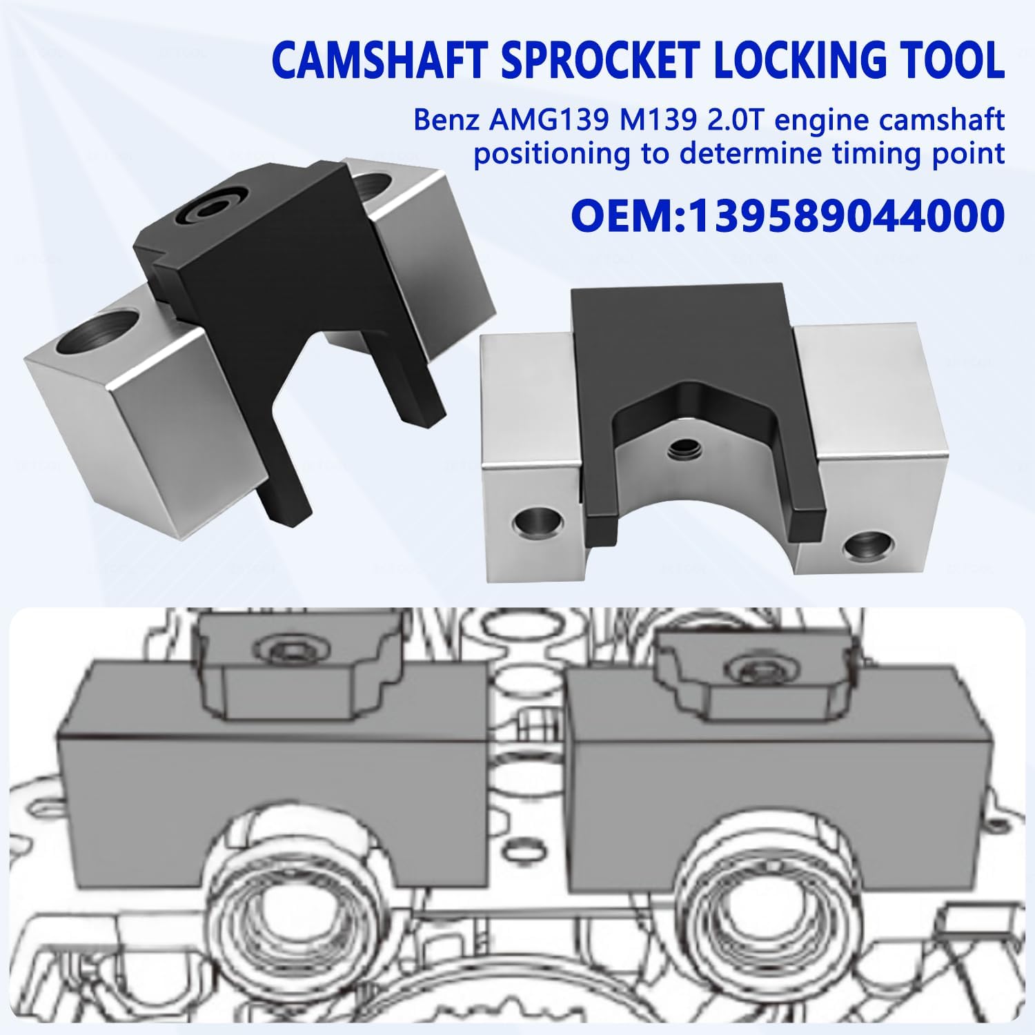 ZKTOOL Engine Camshaft Lock Timing Tool Kit For Benz AMG139 2.0T, GLA 2nd Generation C118 Engine (2022-), OEM 139589004000 139589044000 116480, With Top Dead Center Positioning Measurement Tool