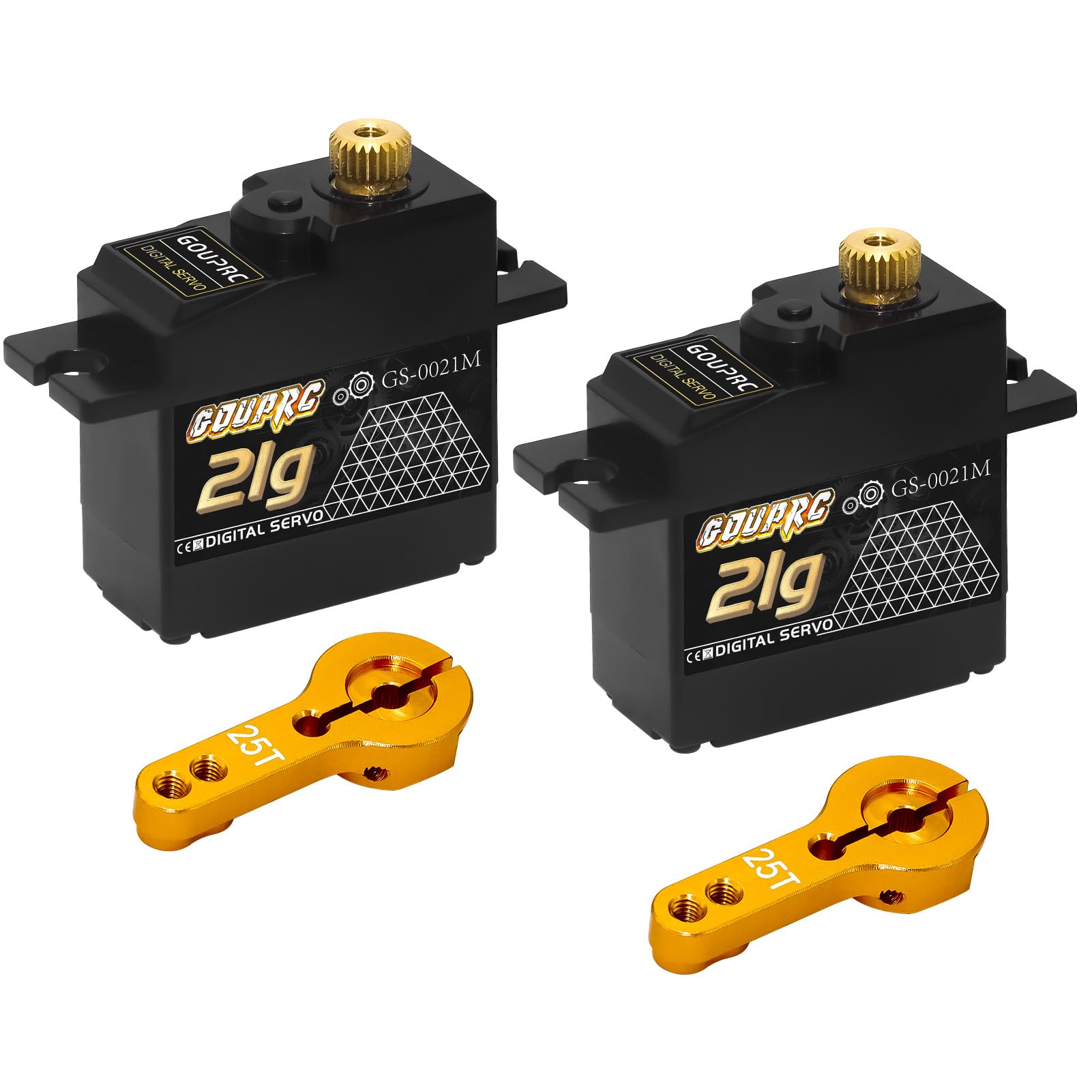 GOUPRC 21G Micro Mini Digital Servo of Metal Gears with 25T Servo Horn for 1/14 1/16 RC Crawler Car Upgrade Servo Parts Model Boat Airplane Robot (2PCS)