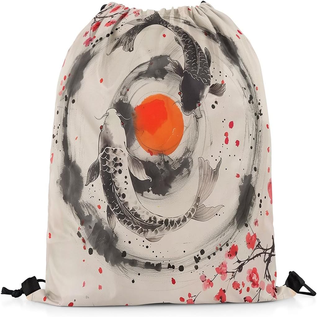 jejeloiu Japanese Style Drawstring Backpack 13"x15.7" image 2