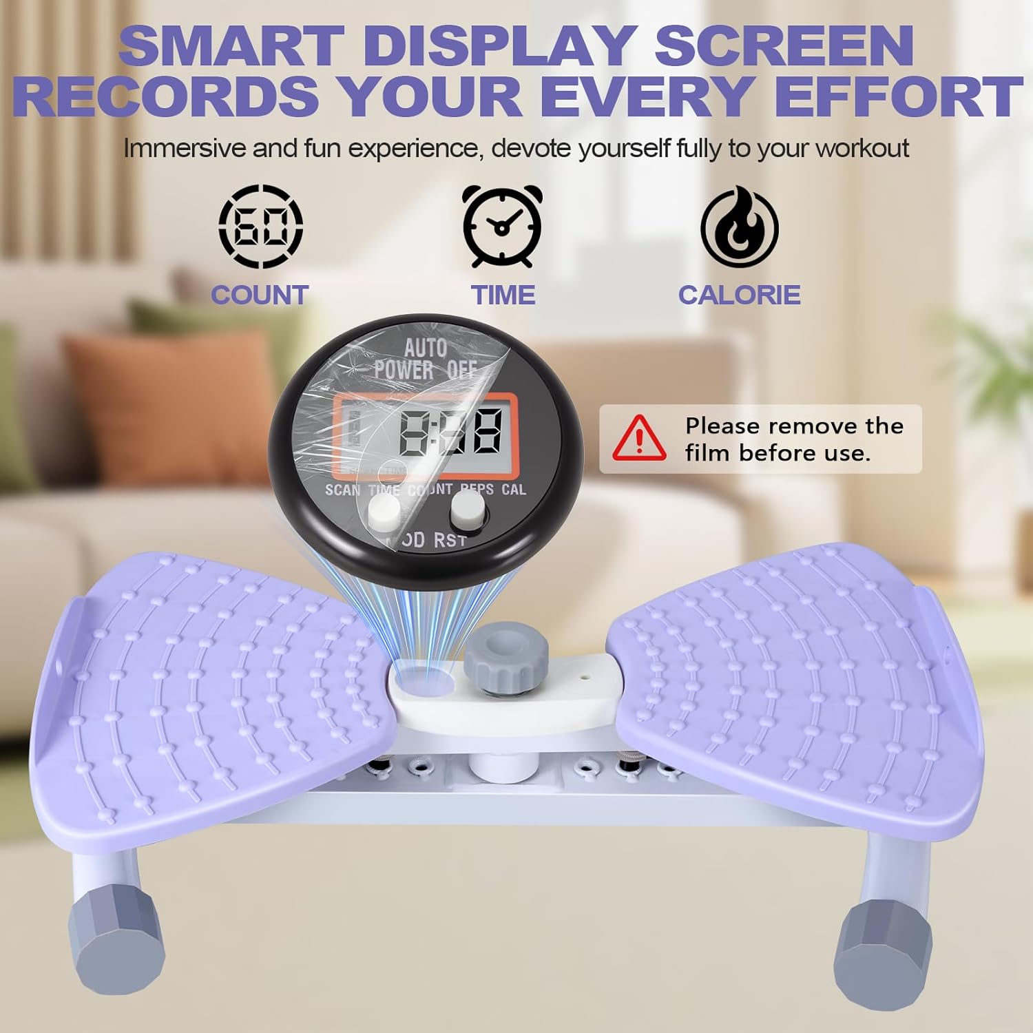 reinforced structure waist twister machine exercise, ab twist board 440 lbs weight capacity for slim waist and core, with smart led digital display track time, reps, calories for women lavender