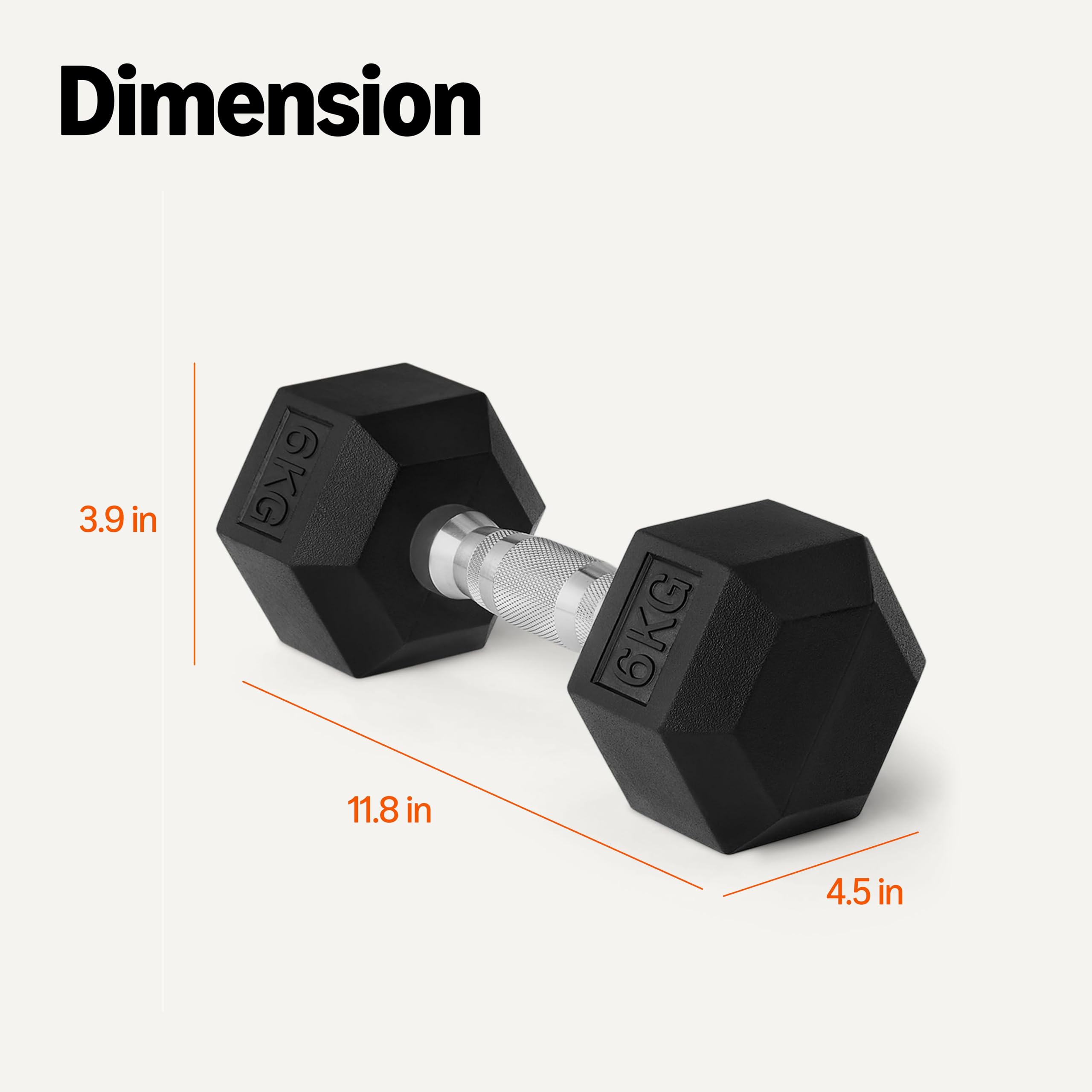 Amazon Basics Zestaw hantli z powłoką gumową 6kg, czarny
