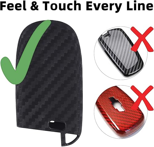 Miniatura 3 de iSaddle Funda de llavero con patrón de fibra de carbono para Chrysler 300 Dodge Ram Charger Challenger Dart Durango Journey Jeep Grand Cherokee