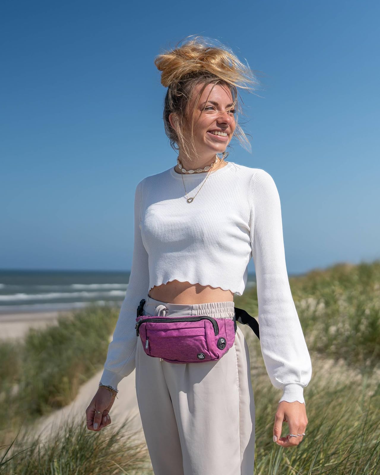 Waterfly Sac Banane Homme Femme: Étanche Unisexe Petite Sacoche Banane de Sport Ceinture allongée pour Randonnée Cyclisme Balade Ville Vacances Noir Foncé
