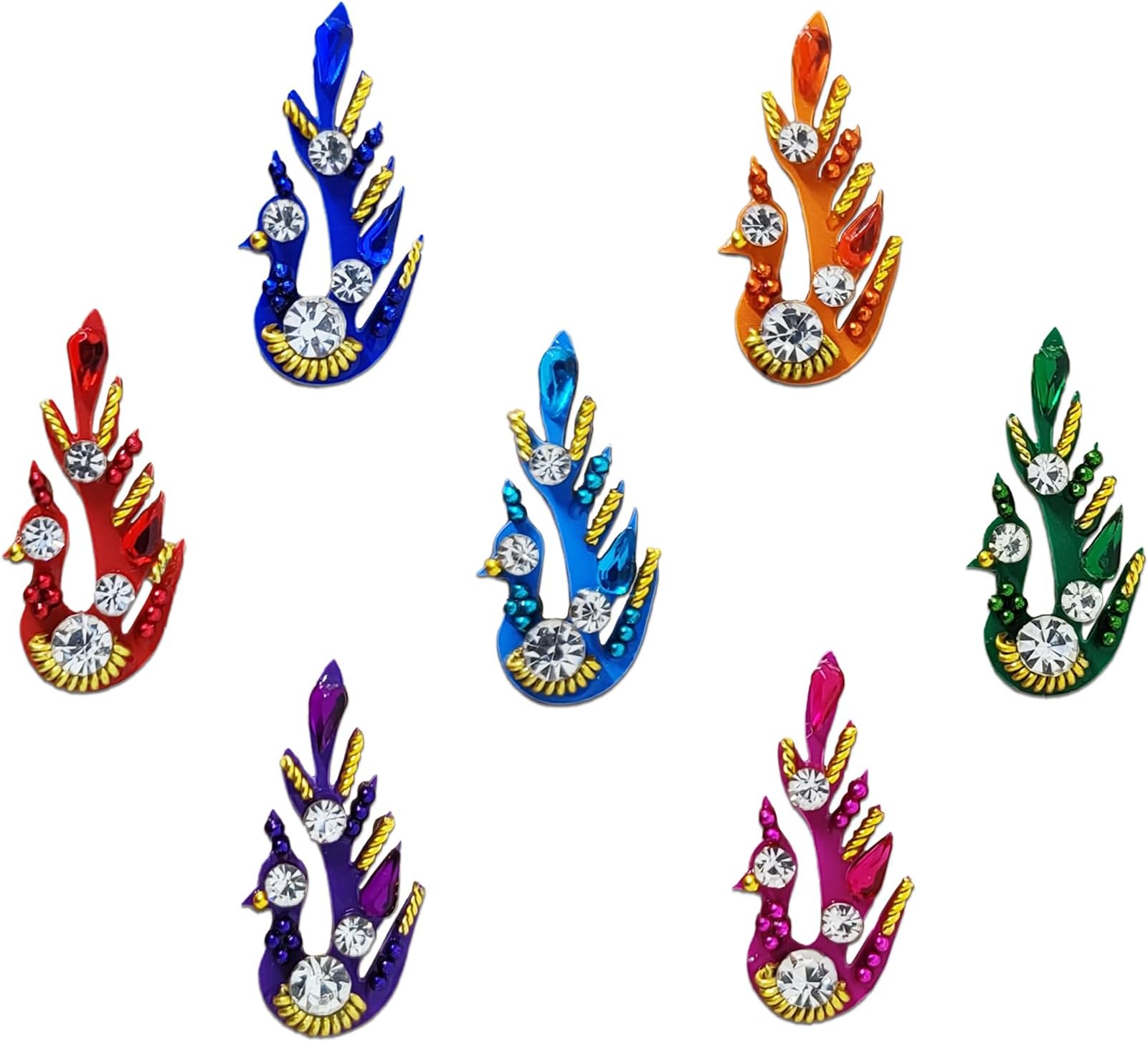 Comet Busters Peacock Multicolor Handcrafted Bridal Bindis For Women (BIN010)