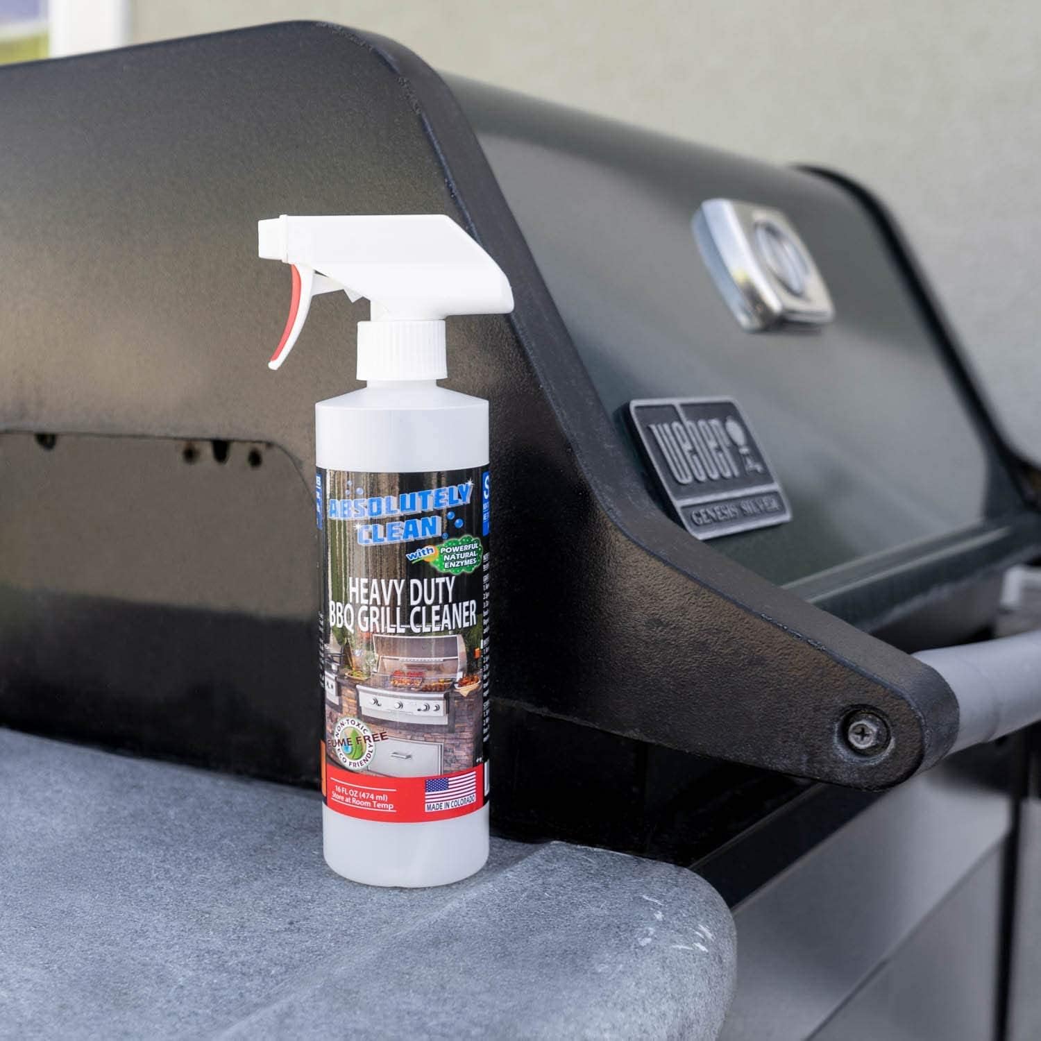 Absolutely Clean IT JUST WORKS as Grill Cleaner Spray! - Professional Strength, Natural Enzyme Formula - Fast Acting, Fume Free - USA Made (16oz Spray Bottle 2 Pack)