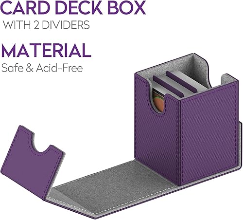 Miniatura 6 de Caja de cubierta compatible con tarjetas MTG, funda para tarjetas coleccionables con 2 divisores por soporte, tamaño grande para más de 100 tarjetas