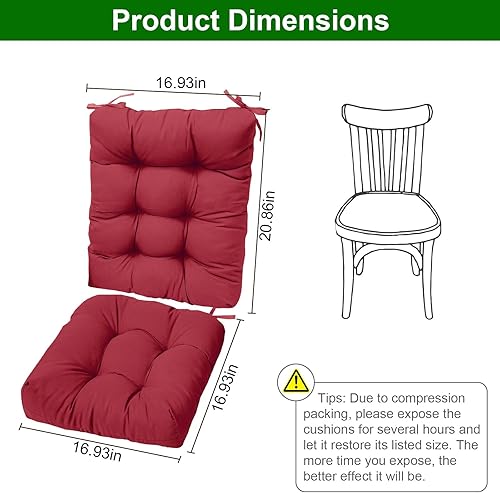 Miniatura 2 de Juego de 2 cojines para mecedoras de alta calidad, cojines de repuesto para sillas mecedoras superior e inferior con lazos, cojín acolchado