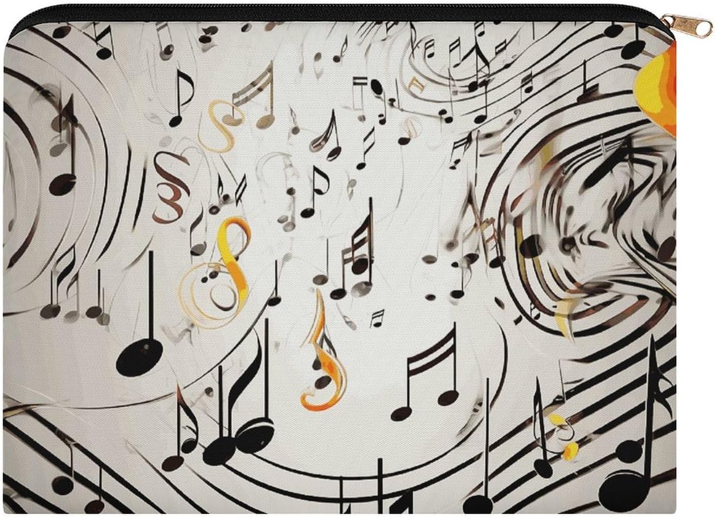 Music Notes Print Makeup Bag for Travel, Large Capacity Toiletry Bag with Zipper, Leather Cosmetic Organizer Bag, Waterproof Cosmetic Storage Case with Hook, Makeup Case