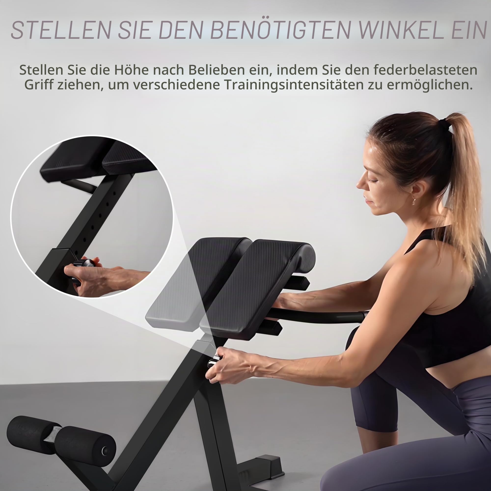 Roman Chair Back Extension Machine, Hyperextension Bench with Angle Height Dual Adjustment, Back Exercise Bench for Home Gym