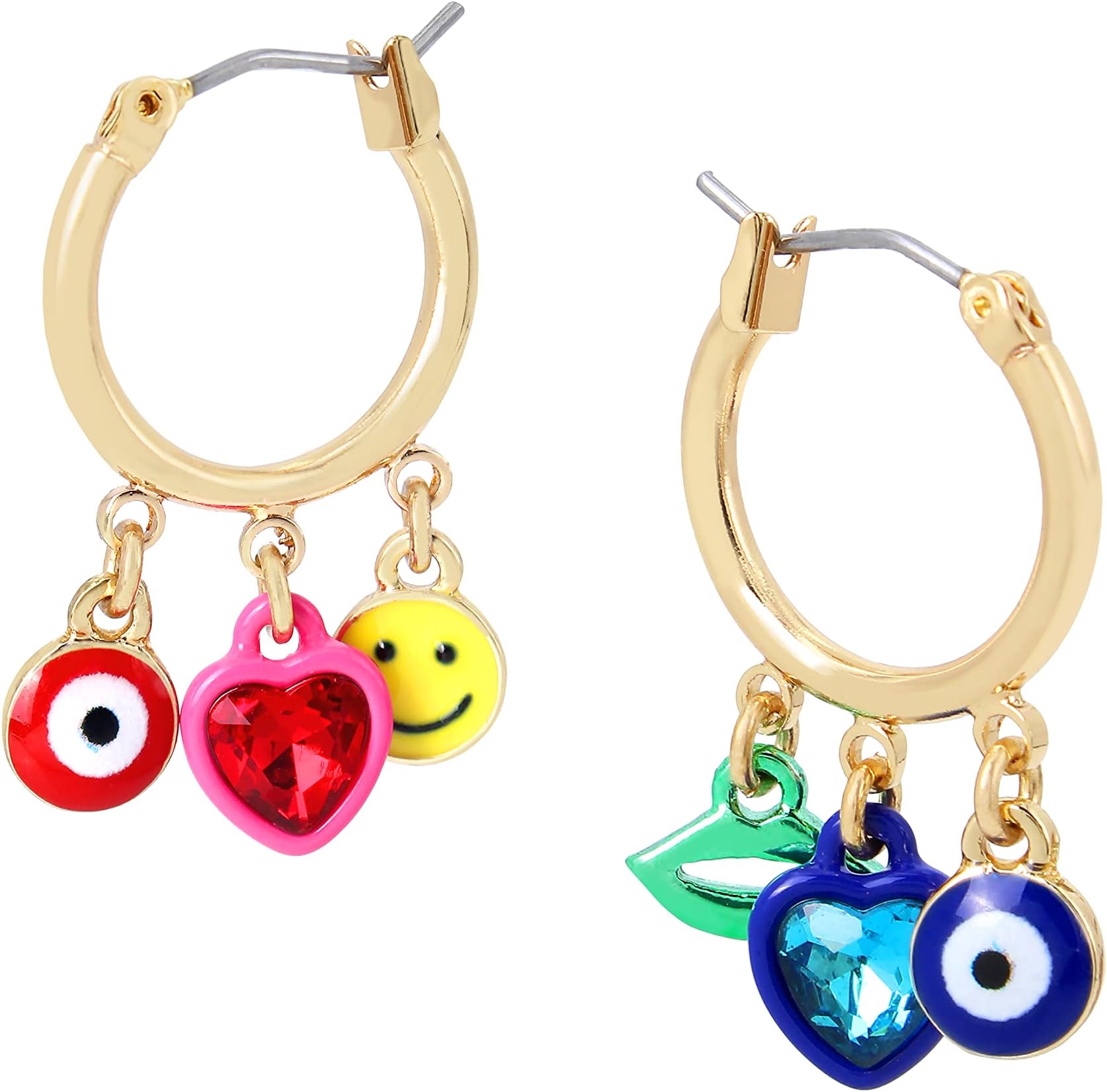 Betsey JohnsonMixed Charm Hoop Earrings