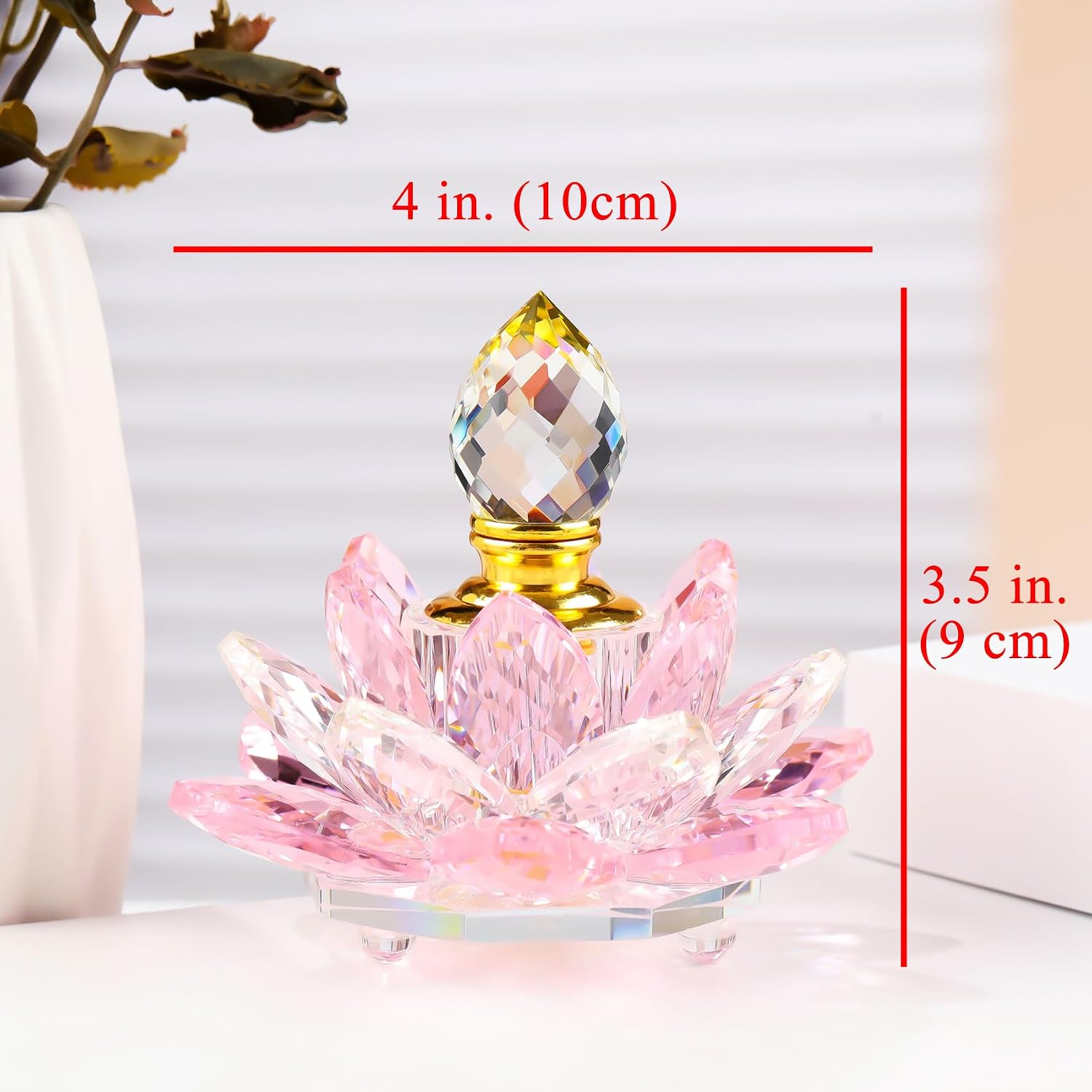 YWHL Pink Small Vintage Refillable Crystal Lotus Flower Perfume Bottle image 4