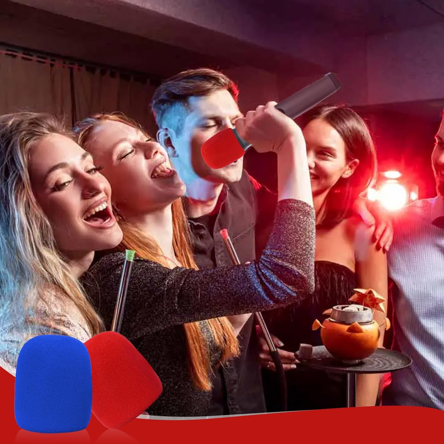 Microphone Cover Compatible with SM58/SM48,Reusable Microphone Protector Foam Compatible with,2PCS(Blue/Red) - Image 6