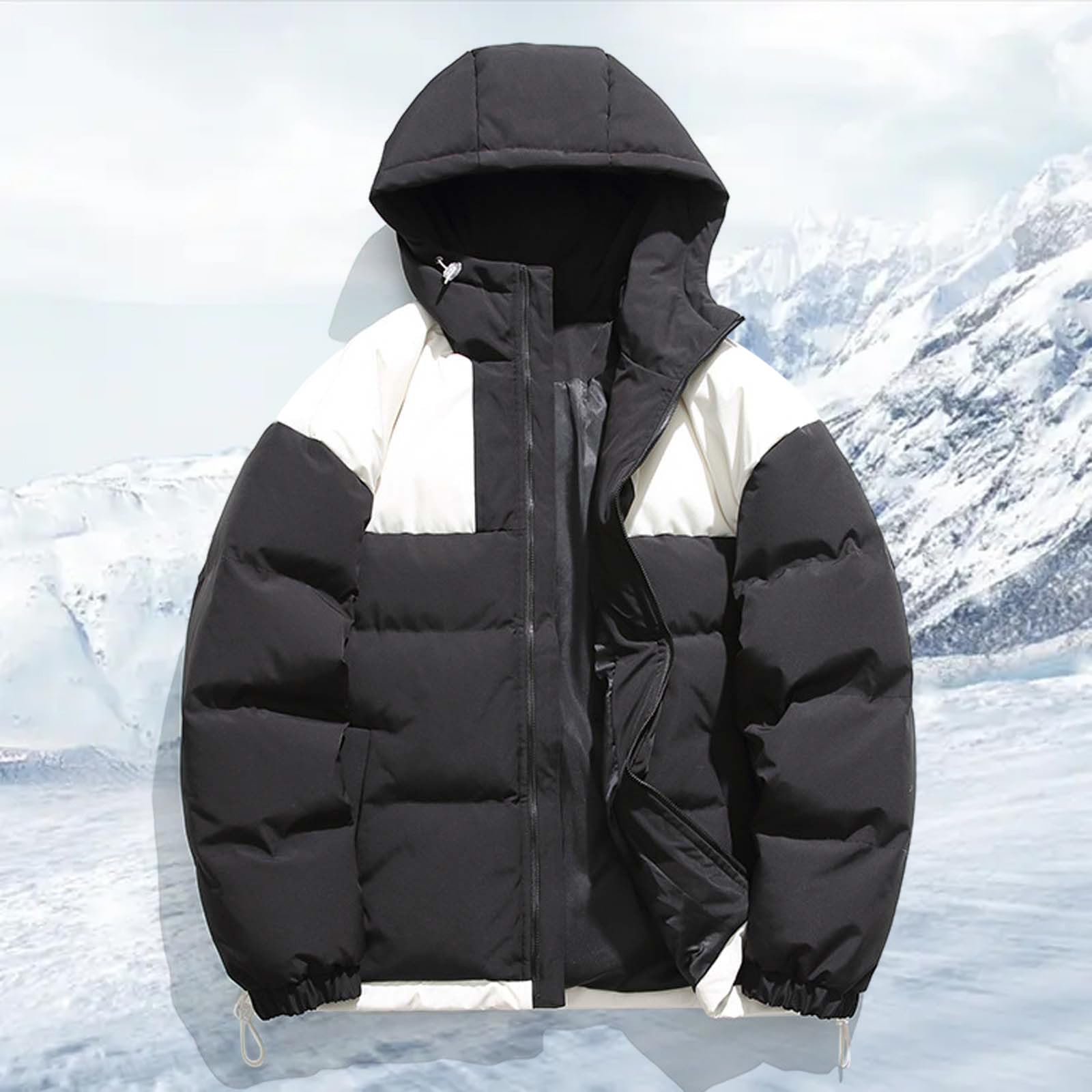 Chaqueta Hombre Vestir, de Invierno para, Estilo Casual, Gruesa, con Bolsillos y diseño de Bloques de Color