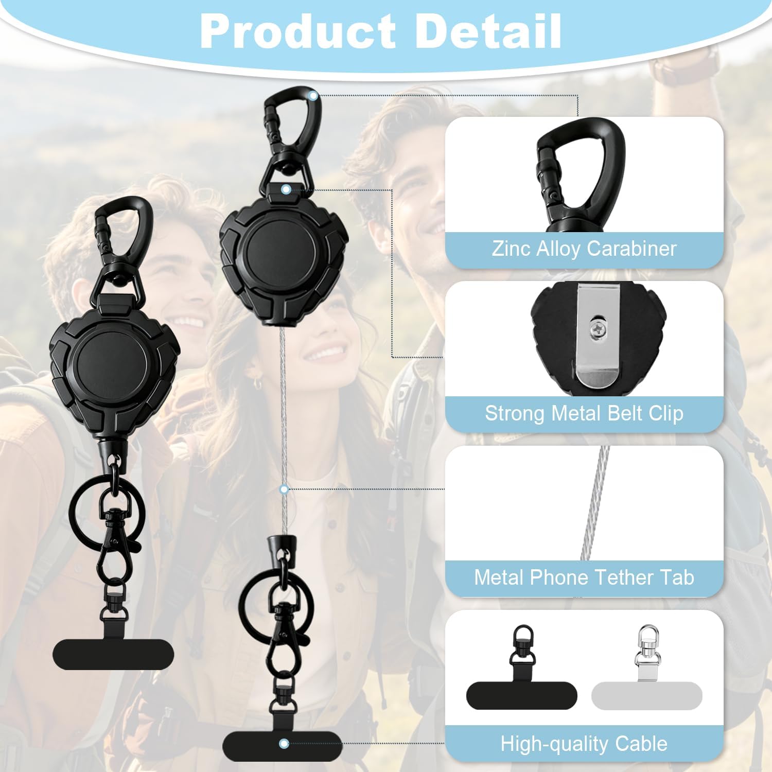 Anti-Theft Phone Tether, Universal Retractable Lanyard with Adjustable Strap for Daily Use & Travel