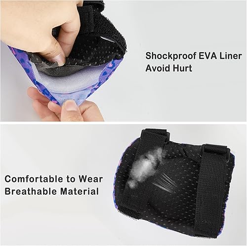 Miniatura 10 de Bienbee Rodilleras para niños, 7 piezas de unicornio para niños, juego de rodilleras y coderas, protectores de muñeca para niñas y niños, conjunto