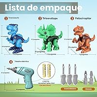 Vista 9 de Laradola Juguetes de dinosaurio para niños de 3, 4, 5, 6, 7, 8 años, juguetes de dinosaurio desarmables para niños de 3 a 5 y de 5 a 7 años