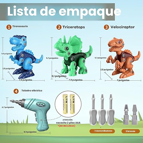 Miniatura 9 de Laradola Juguetes de dinosaurio para niños de 3, 4, 5, 6, 7, 8 años, juguetes de dinosaurio desarmables para niños de 3 a 5 y de 5 a 7 años