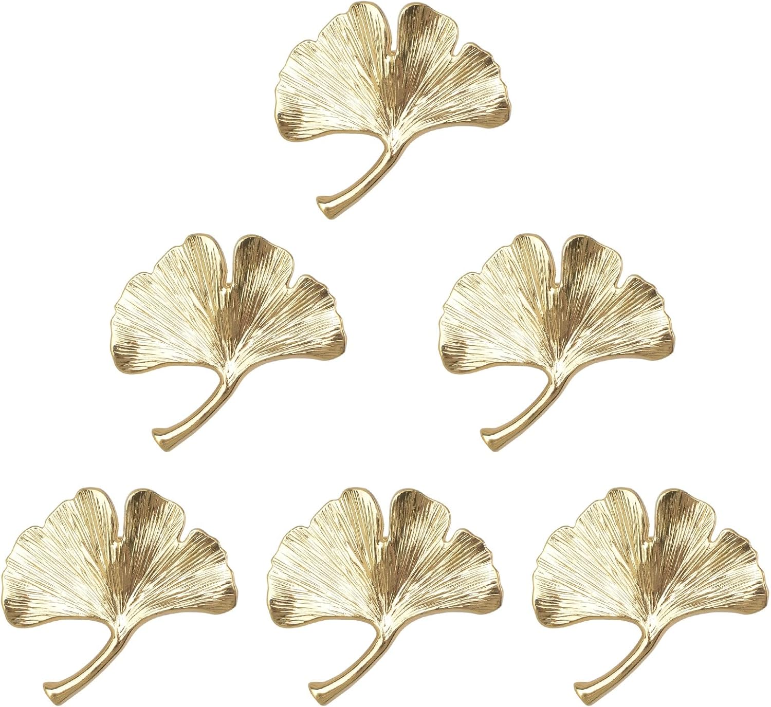 MOROBOR 6PCS Ginkgo Cupboard Knobs, Solid Metal Drawer Pulls, Creative Decorate Pulls for Wardrobe Cupboard Drawer Bookcase Furniture, Classic Cabinet Hardware, Gold