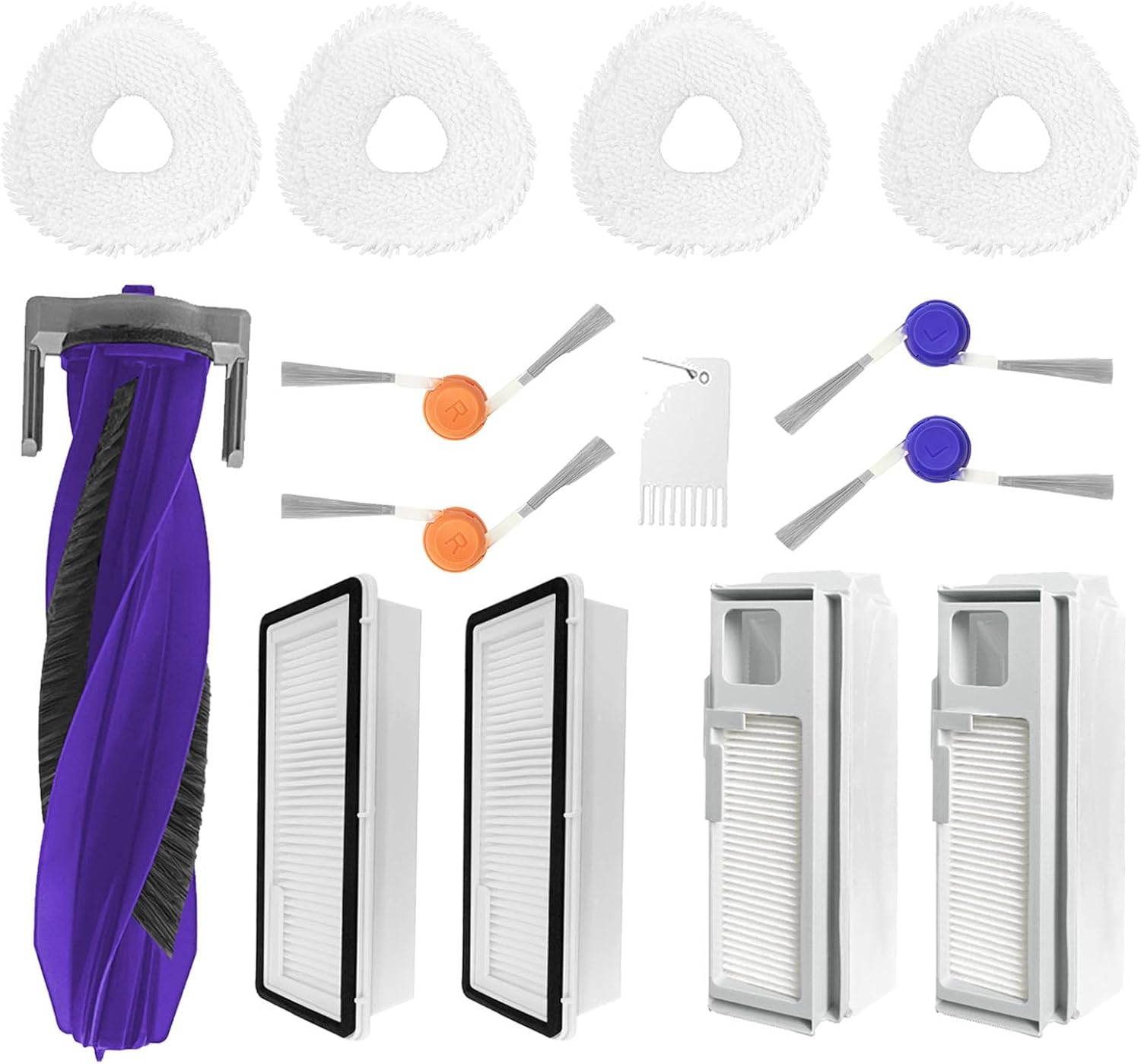 Replacement Accessories kit For Narwal Freo Pro Robot Vacuum Cleaner, pats 1 Main Brush,4 Mop Pads,4 Side Brushes, 2 Hepa Filters,2 Dust Bags Spare Attachments