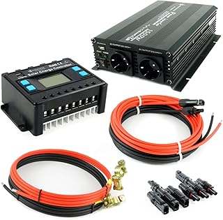 SOLARTRONICS Zubehör Solar Set 1500 Watt Wandler 30A Laderegler Stecker Kabel Batterie Laderegler Photovoltaik Inselanlage