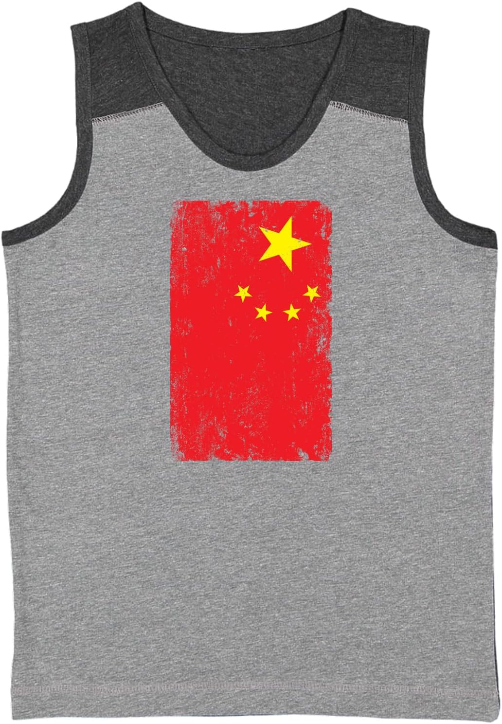 Tcombo Big Distressed China Flag Country Pride Youth Contrast Back Tank Top