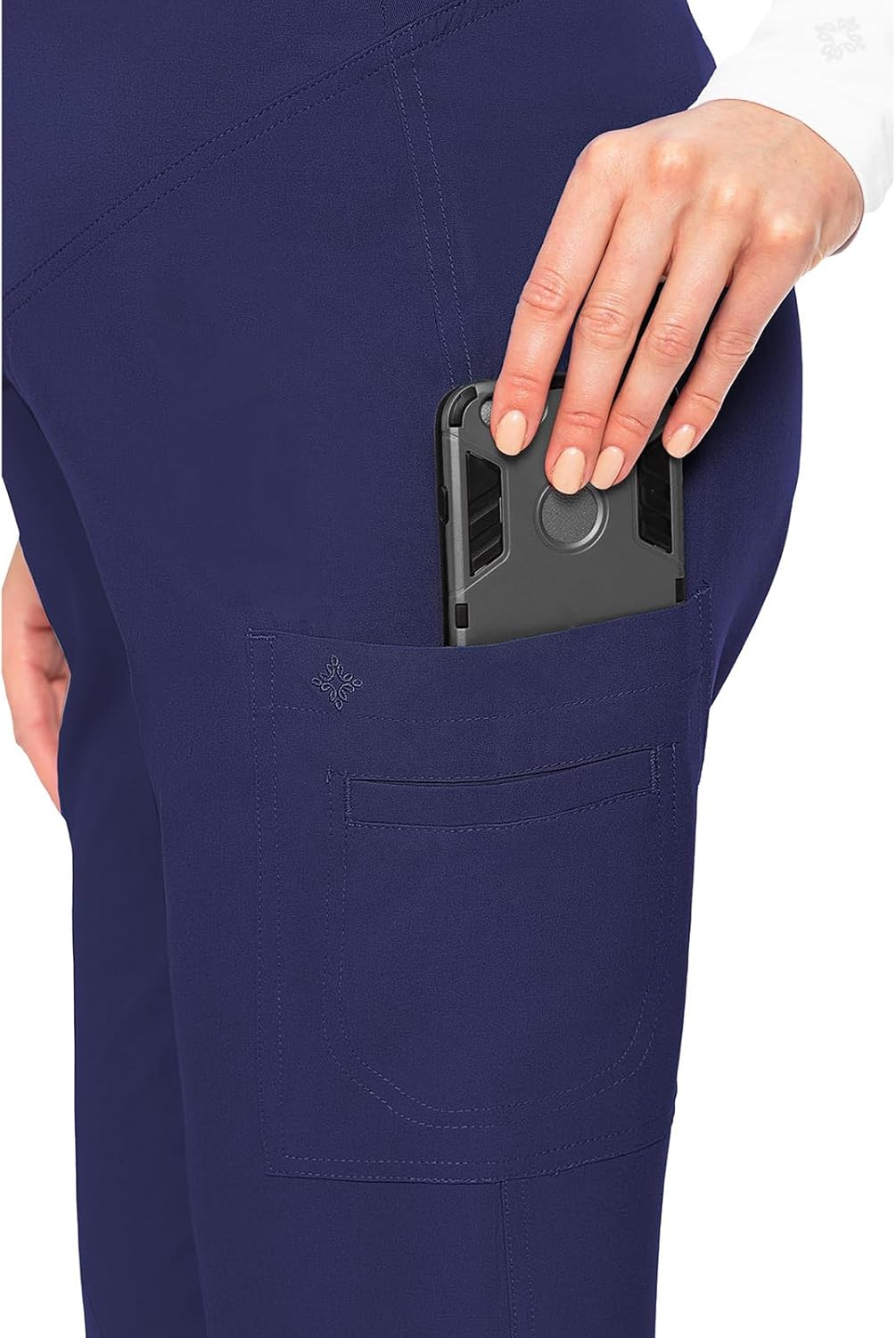 Med Couture Maternity Scrub Pant - 3 Pockets Straight Leg with Side Vents at Hem Soft Jersey Knit Waist Panel - MC028 - Image 2