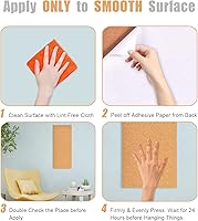 Vista 6 de Azulejos de Tablero de Corcho 17x8, Tablero de Anuncios, Tableros de Corcho Autoadhesivos de 1/2" de Grosor para Paredes, Azulejos de Corcho