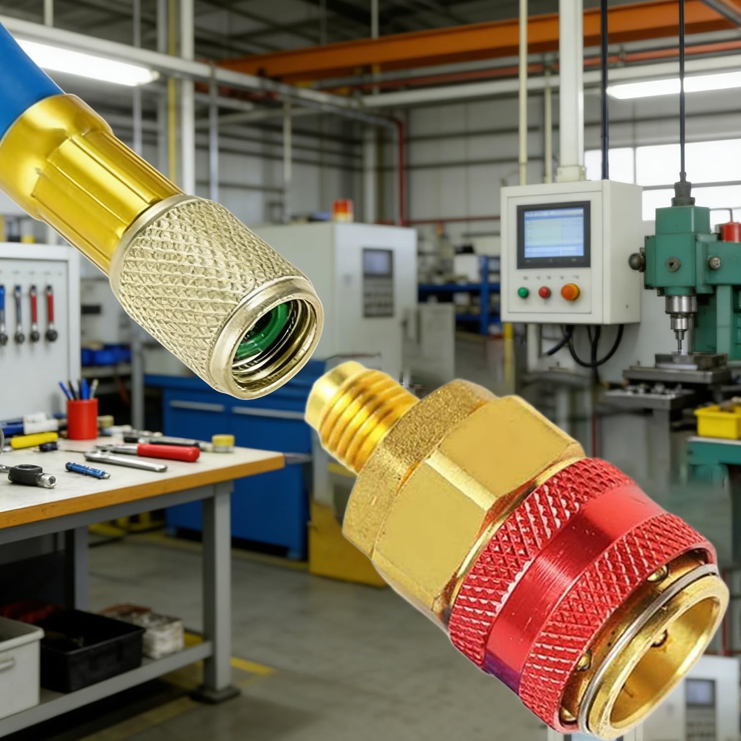 R134a AC Quick Coupler Adapters 1/4" SAE Male Flare High Low Freon Manifold Gauge Hose Conversion Kit for Automotive HVAC AC System I-Style