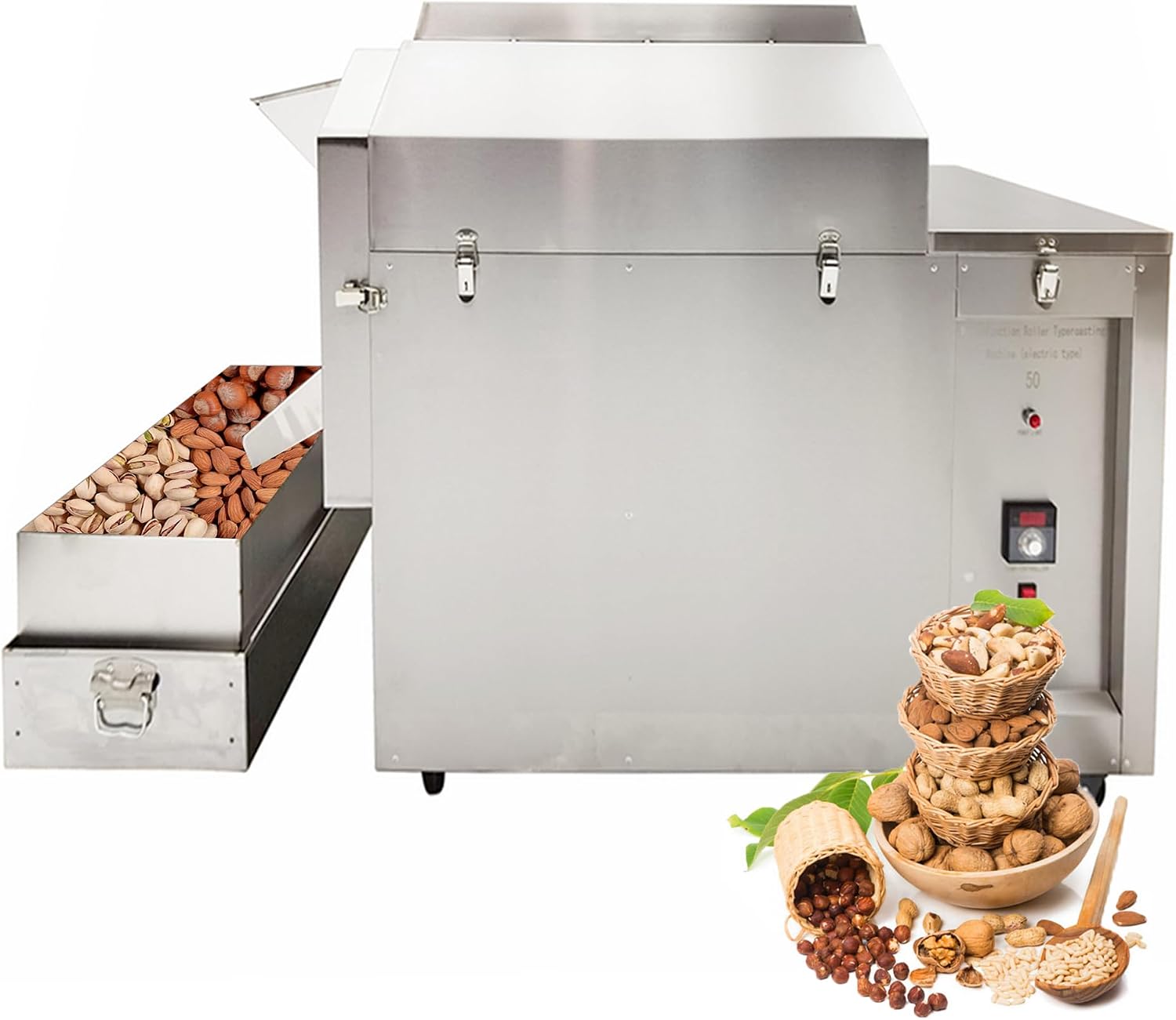 55lb Commercial Coffee Roaster Roller Type Electric Nuts Bean Roasting Machine Electric 25kg Outdoor Nuts Coffee Roaster for Roasting Beans, 220V Triple-Phase