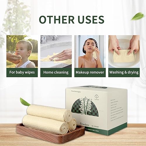 Miniatura 3 de LYZZUS Toallas faciales de bambú, toalla facial desechable, toalla facial, toallas faciales limpias para pieles sensibles, suaves y gruesas para