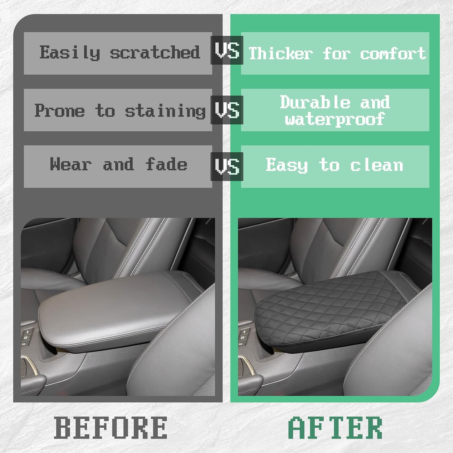 Center Console Cover Compatible with Cadillac XT5 2016-2023 XT6 2020-2025, Leather Middle Console Armrest Lid Cover Protector, Anti-Scratch, Black