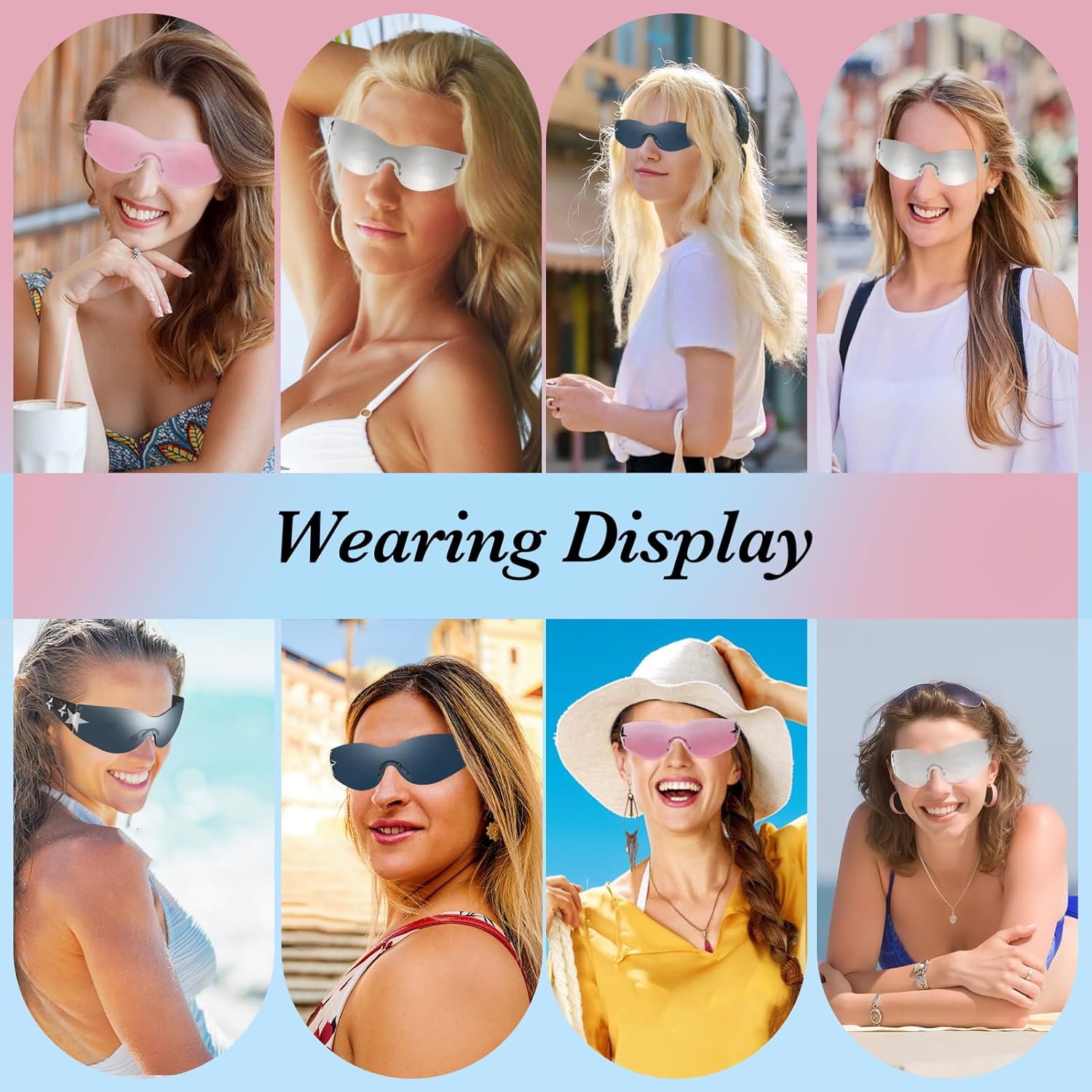 Wrap Shield Oversized Sunglasses for Cycling & Driving | Y2K Star Design Ultra Lightweight | Unisex 3-Pack Fashion Sun Glasses - Image 4