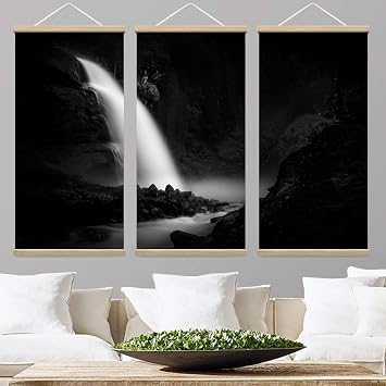 bestdeal depot 3 Panel Hanging Poster Scenery/Lake Landscape Poster Prints Wall Art for Living Room, Bedroom Ready to Hang - 18"x36"x3 Panels