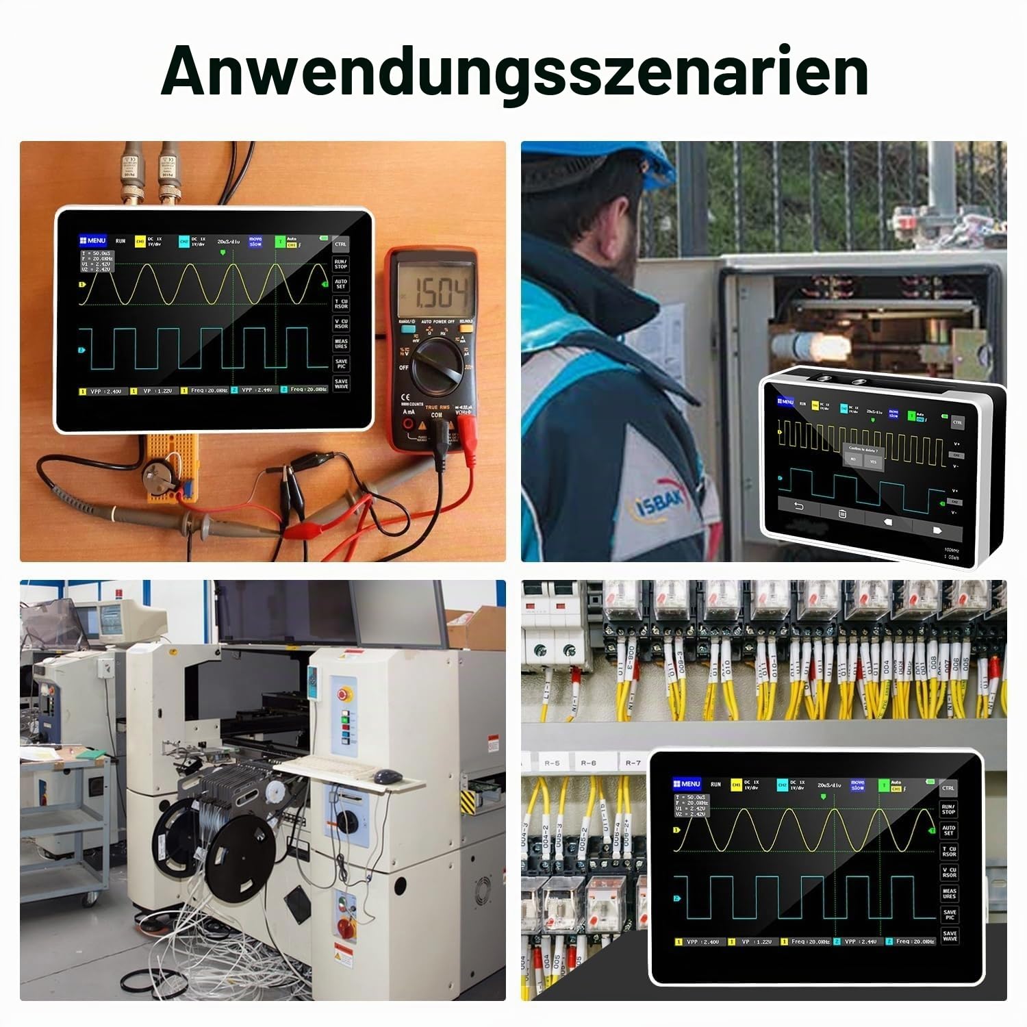 1013D PRO Oszilloskop 100mhz, Digitales Tablet Oszilloskop 2 Kanal | Handheld Digital Oscilloscope mit 100X Oszilloskop Probe, 1GS/s, für Kfz Werkstatt elektrik, Speicher für 1000 Screenshots