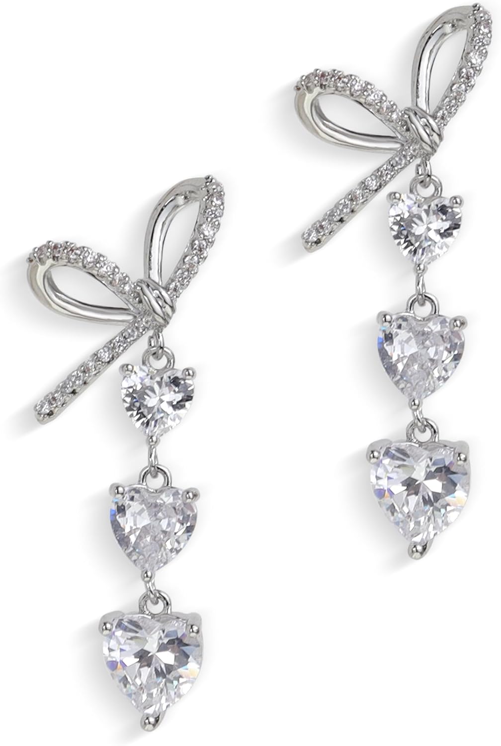 Sonateomber Heart Dangle Drop Stud Earrings for Women, Valentine Cute Sparkly Love Rhinestone Dangling Earing Wedding Prom Hypoallergenic Fashion Jewelry Gift.