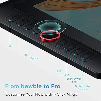 XPPen Upgraded Artist13.3 Pro V2 Drawing Tablet with Screen, 16384 Pen Pressure X3 Pro Stylus Pen Display, 99% sRGB Full-Laminated AG Screen Graphic Tablet with Stand, Red Dial, 8 Shortcut Keys 13.3