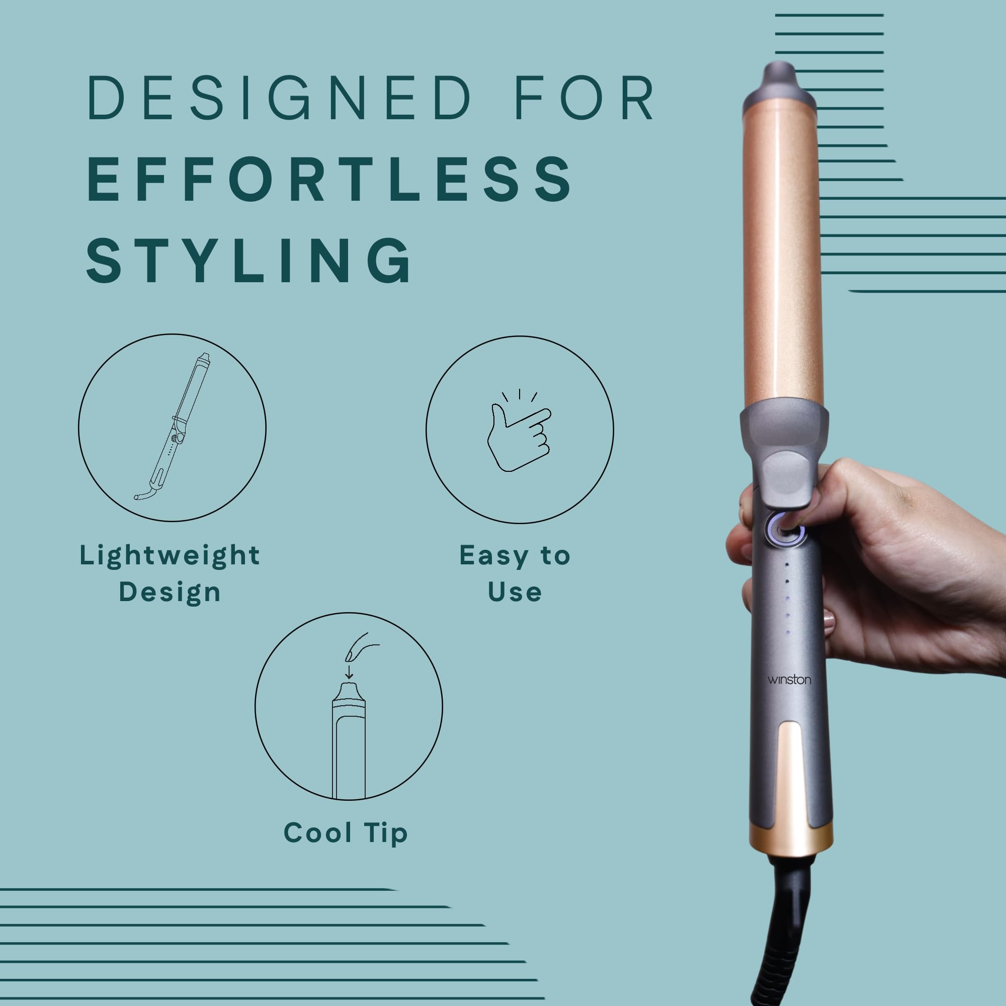 WINSTON Hair Curler Tong with Adjustable Heat Setting | Hair Curler for Women with Fast Heating & Ceramic Coating Plate| Easy to Use Professional Curling Iron - 1 Year Warranty - Image 5 thumbnail