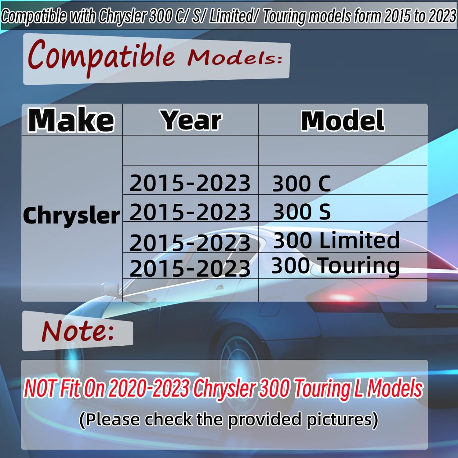 Front Bumper Lip Splitter Spoiler Fit for Chrysler 300 C/S/Limited/Touring 2015-2023 Gloss Black 3pcs Accessories Air Chin Body Kit