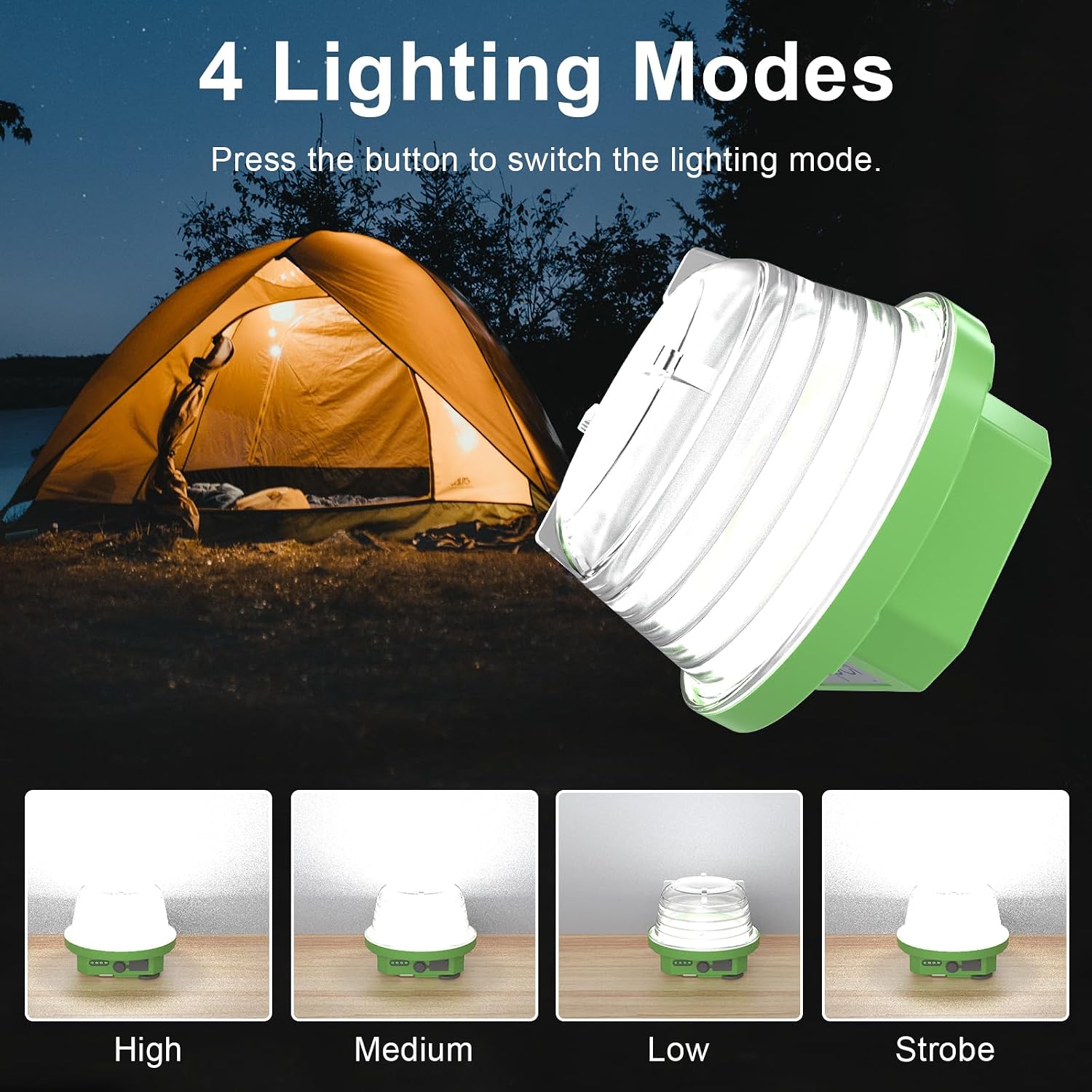 Rechargeable Camping Light , Cute Pine Cones Camping Lights Set for Kids, 1200LM，4800mAh Rechargeable Led Lantern with 4 Modes, Portable Camping Light for Tent,Lightweight Tent Lamp(Green)