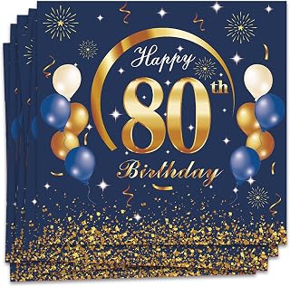 Servilletas de Color Azul Marino 80,6,5 cm para Fiesta de Cumpleaños 80 - Papel para Hombres, Mujeres, Ella, Él - Suministros de Fiesta